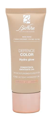 Bionike Defence Color - Fondotinta Hydra Glow Idratante 24h, con Acido Ialuronico e SPF 15, per Pelli Normali e Secche, Azione Antiossidante e Protettiva, Dona una Pelle Luminosa e Sana, 30 ml