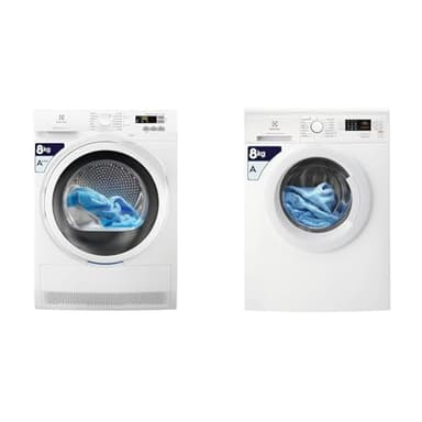 Electrolux PerfectCare 700 Asciugatrice 8 Kg, EW7H583W, Classe A+++ & PerfectCare 500 Lavatrice Carica Frontale 8 kg, EW2F5W82, Tecnologia TimeCare