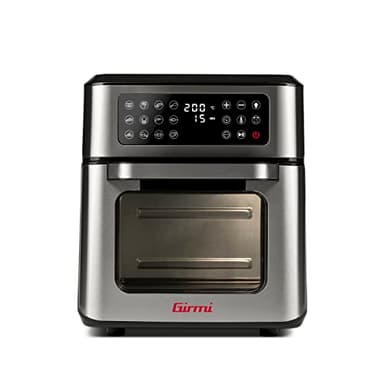 Girmi FG97 Friggitrice ad Aria 12 Litri e Forno Elettrico, 1600-1800W, 12 Programmi Preimpostati, Cestello Rotante & Girarrosto, Vassoio Raccogli Grasso, Display Digitale, Accessori, Grigio Acciaio