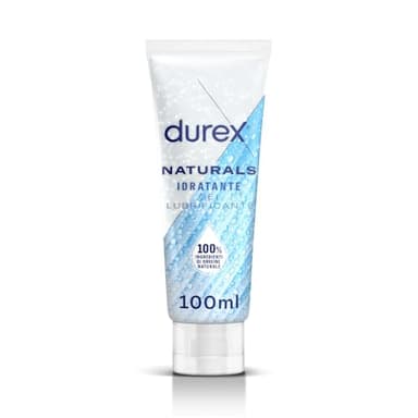 Durex Naturals, Lubrificante Sessuale Intimo, Gel Lubrificante Lenitivo Idratante con Acido Ialuronico per Rapporti Intimi e Secchezza Vaginale, 100% Ingredienti di Origine Naturale, 100ml