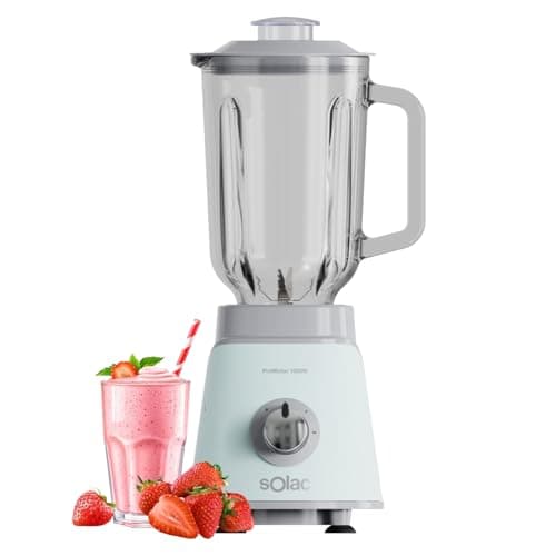 Solac – Frullatore a caraffa Pro Mixter 1000W | 1,5L vetro | 2 velocità + Turbo | Lama 4 lame | Tritaghiaccio | Sicuro | Lavabile in lavastoviglie | Misurino incluso | Blu