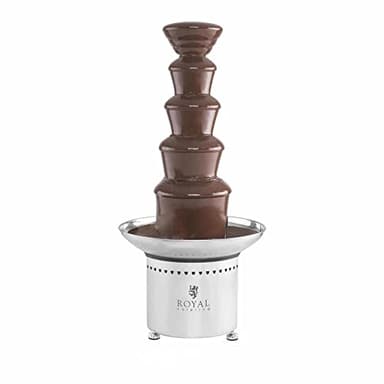 Royal Catering RCCF-65W4 Fontana di Cioccolato Professionale Elettrica Fonduta di Cioccolato (6 kg, 250 W, Temperatura 0–110 °C, 5 Livelli) Acciaio Inox