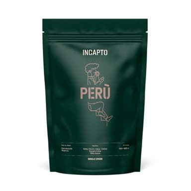Incapto Caffè in Grani di Specialità | Monorigine Perù | 100% Arabica | Specialty Coffee 84.75 punti SCA | Tostatura Artigianale | Azienda Cajamarca, Cenfrocafé | Confezione 1kg