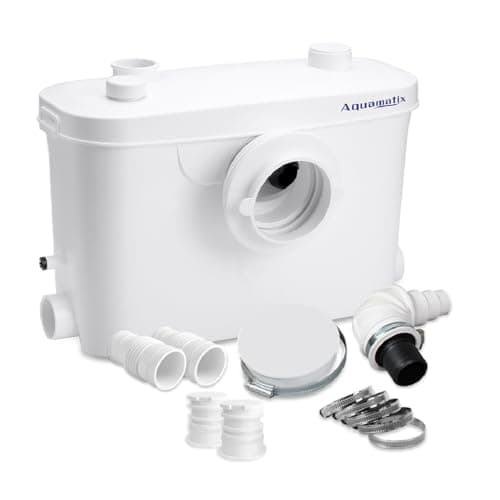 Aquamatix Trituratore Pompa Maceratore 400W Sistema di Sollevamento 100L/min 6,5m Distanza di pompaggio verticale con 3 ingressi per WC, Lavandino e Vasca da bagno con Filtro a carbone