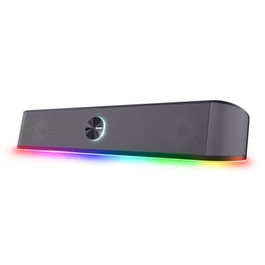 Trust Gaming GXT 1619 Rhox Soundbar PC Illuminata RGB, 12W Casse PC Stereo Speaker con Illuminazione Regolabile, Alimentazione USB, Jack 3.5 mm, Altoparlanti per Computer, Laptop, TV - Nero/Grigio