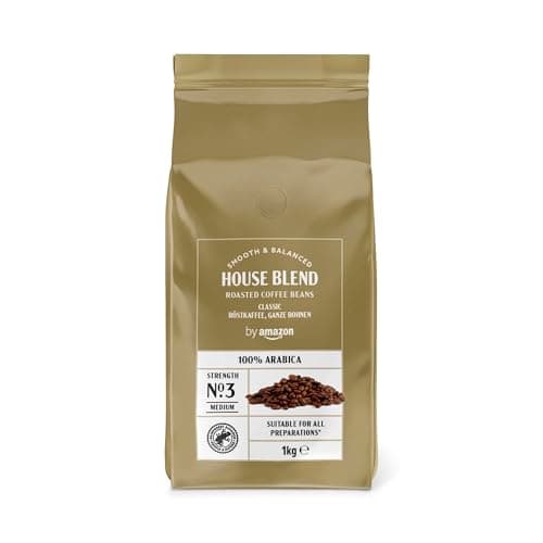 by Amazon House Blend, in grani di caffè, tostatura media, 1 kg, certificato Rainforest Alliance