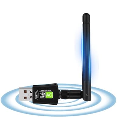 Chiavetta Wifi 600Mbps, Driver Gratuito, Adattatore di Rete Dual Band 2.4G/5.8GHz, Antenna Wifi USB, Ricevitore WiFi Dongle Scheda per PC fisso, Portatile, Compatibile con Windows 11/10/7/XP