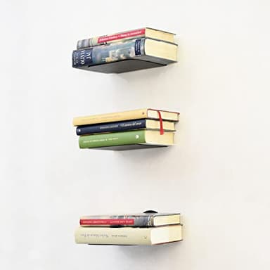 MILUKA Libreria Scaffale Metallo Nera | Set 3 Mensole da Muro Design 15 cm | Libreria da Parete Sospesa | Mensola per Libri Invisibili, LIbreria Verticale Moderne | Scaffale libri sospeso, porta cd
