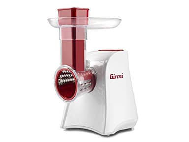 Girmi GT45 Affettaverdure e Grattugia, Accessorio porta rulli, 5 Rulli Inox, 150 W, Completamente smontabile, Bianco/Rosso