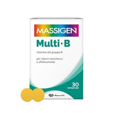 Massigen - Multi B, Integratore di Vitamine del Gruppo B, Riduce Stanchezza e Affaticamento, 30 Compresse, Senza Glutine e Lattosio