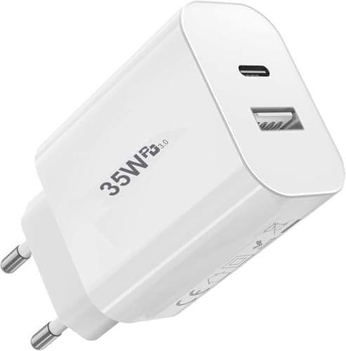 Caricatore USB-C 35W compatibile con Motorola Edge 50 Neo, 2 porte PD 3.0 QC 3.0 Caricabatterie da parete ultra veloce