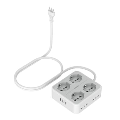 TESSAN Ciabatta Multipresa con USB C, Multipresa Elettrica con Prolunga Elettrica 2 Metri, Ciabatta Elettriche con 4 Spina Schuko e 4 Bivalenti 10A/16A, 3680W Presa Multipla con Interruttore, Grigio