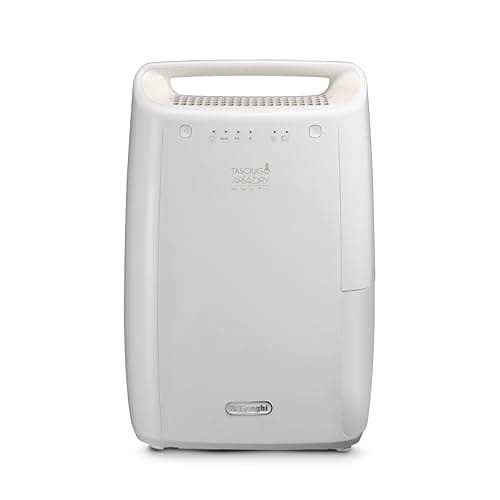 De'Longhi Tasciugo AriaDry Deumidificatore DEX210SF, Deumidificatore Portatile con Sistema di Filtrazione a 3 Azioni, Funzione Asciutto, Umidificazione 14L/Giorno, R290, Serbatoio Rimovibile, Bianco