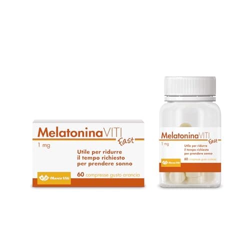 Melatonina Viti - Fast, Integratore per il Sonno, 1 mg di Melatonina, Può ridurre il tempo per Prendere Sonno, 60 Compresse al Gusto Arancia, Senza Glutine