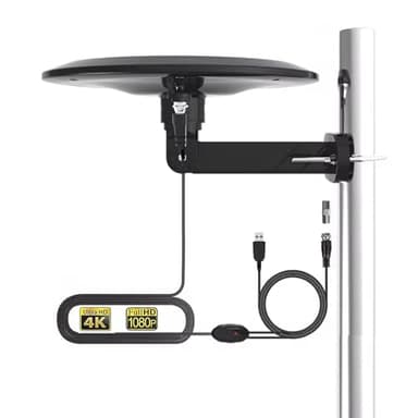 GAINFI Antenna TV digitale omnidirezionale/antenna TV esterna per Smart TV a lungo raggio, migliore antenna TV HD 4K trasparente per soffitta camper, roulotte, amplificatore, cavo coassiale da 9,8 m