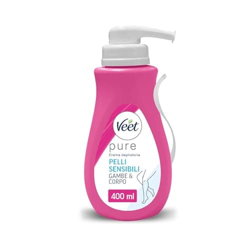Veet Pure Crema Depilatoria Gambe & Corpo per Pelli Sensibili, Dermatologicamente Testata, Formato Convenienza 400 ml