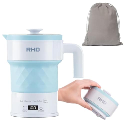Bollitore elettrico pieghevole portatile, piccolo bollitore da campeggio da 0,7 l, mini bollitore da 3 minuti, riscaldamento rapido da 1200 W, riscaldatore intelligente multifunzione pieghevole, blu