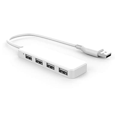 Hub USB, splitter USB a 4 porte, ultra sottile, multiporta, adattatore per iMac Pro, MacBook Air, Mac Mini/Pro, Surface Pro, Notebook PC, laptop, unità flash USB e HDD mobile (2.0 bianco)