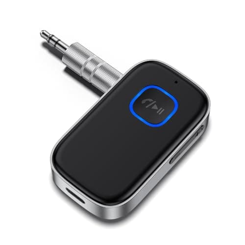 GlasFlength Ricevitore Bluetooth Auto Aux, Adattatore Bluetooth Auto Jack 3.5mm Cancellazione del Rumore Aux Bluetooth Autonomia di 16 Ore per Auto Altoparlanti Stereo Cuffie Chiamate in Vivavoce