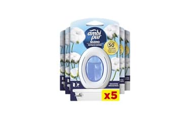 Ambi Pur Bagno Profumatore Per Ambienti, 5 Profumatori Bagno, Fragranza Lenor Nuvole di Cotone, Diffusore Ambiente Con Tecnologia Elimina Odori, Durata Fino a 50 Giorni Per Profumatore