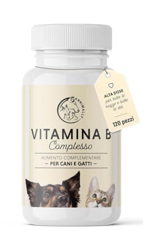 Integratori per cane con vitamine cane e vitamine gatto - 120 compresse integratore cane complesso vitamina B include B1,B2, B3, B5, B6, B9, B12 - integratori per cani anziani e gatti