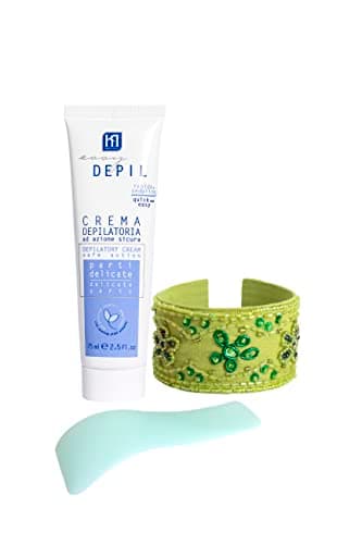 Easy Depil KIT CREMA DEPILATORIA PARTI DELICATE (Ascelle, Inguine, Parti intime) da 75 ml + BRACCIALE ARABESQUE. Unisex, Rapida, facile da usare, efficace, sicura. Con Proteine Vegetali Addolcenti.