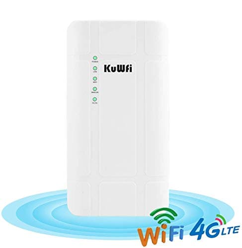 KuWFi Router CPE 4G LTE da Esterno Impermeabile 300 Mbps Adattatore Poe Router CAT4 LTE Router 3G / 4G SIM Card WiFi per Telecamera IP/Copertura WiFi Esterna