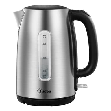 Midea Bollitore MKE17M1ADS in acciaio inox, 1,7 l, senza BPA, funzione di cottura a pressione, 2200 W, manico isolato con indicatore del livello dell'acqua, indicatore LED, protezione contro il