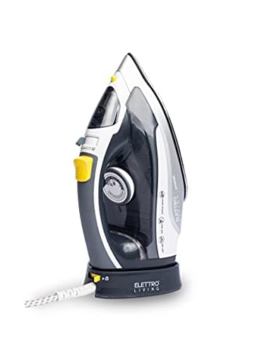 Elettro Living Lui, Ferro da stiro cordless, Ferro da stiro senza fili, 2400W, piastra in acciaio inossidabile, sistema autopulente, Grigio, Nero, Giallo, Bianco