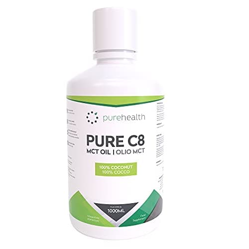 C8 MCT Oil Olio | 1000ML | 100% di cocco | 99% Purezza | Acido Caprilico Puro C8 | Paleo | Keto | Vegan | Senza Glutine | Bottiglia senza BPA