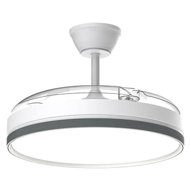 Airwit 106cm Ventilatore da Soffitto con Luce e pale retrattili, 70W Silenzioso Lampada Ventilatore da Soffitto con Telecomando e Motore DC per Camera da Letto, Cucina, Soggiorno, Bianco, 6 Velocità