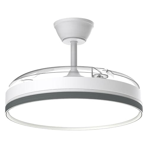 Airwit 106cm Ventilatore da Soffitto con Luce e pale retrattili, 70W Silenzioso Lampada Ventilatore da Soffitto con Telecomando e Motore DC per Camera da Letto, Cucina, Soggiorno, Bianco, 6 Velocità