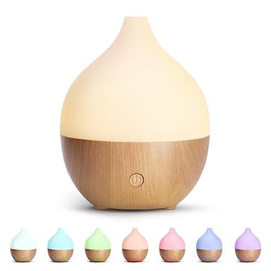 SALKING Diffusore di Oli Essenziali, 100ml Diffusore aromatico a Grana di Legno, Ultrasuoni Aromaterapia Diffusore con Luce Bianca Calda, Diffusore per Oli Essenziali Senza BPA, per Ufficio e Casa