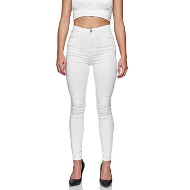 Gloop Jeans elasticizzati da donna, skinny fit, jegging skinnyJeans elasticizzati, push up a vita alta, bianco, XXXL