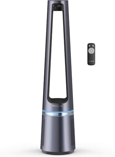 Rowenta Eclipse QU5030, 2in1 Purifica e rinfresca, purificatore d'aria, elevata efficacia di filtrazione, ultra silenzioso, oscillazione a 12 velocità, programmabile, raggio d'azione 8 m, Argento
