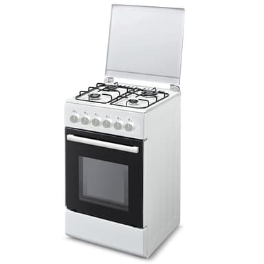 Cucina a Gas con Forno Elettrico Daya DKGC50EG, 50x50 cm, 4 Fuochi, Forno da 55 Litri, Classe A, Grill, Valvola di Sicurezza, Doppio Vetro, Cover in Metallo Smaltato