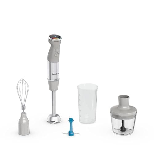 Moulinex Quickchef+, Frullatore a Immersione, Tecnologia con Lame Powelix, Potenza 1000W, Frullatore con Miscelazione Rapida e Modalità Silenziosa, Lavabile in Lavastoviglie, DD67EB