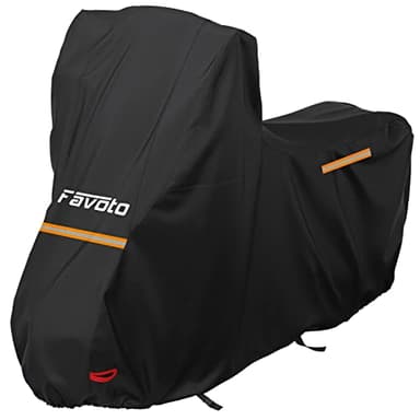 Favoto Telo Coprimoto 210D per Moto con Parabrezza Alto Resistente a Acqua Polvere Pioggia Vento Copertura Antifurto per Moto Motorino Motocicletta 220x105x160cm