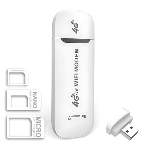 Modem Sim 4g LTE Wifi Portatile, Spina USB, Router Wireless da 150 Mbps con Supporto per Slot per Schede SIM, Supporto per Hotspot da Viaggio Portatile LTE B1/B3/B7/B8/B20/B38/B40/B41 white