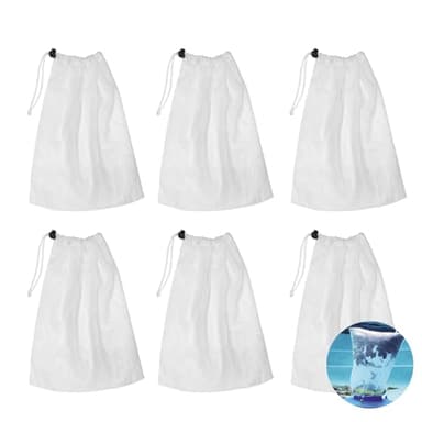 6 Pezzi Sacchetto a Rete Fine per Pulizia Piscina, Filtro a Rete Sacchetto, con coulisse, per piscina Sucker per catturare foglie e piccola sporcizia