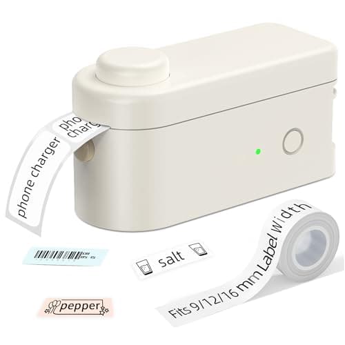 Makeid L1 Mini Etichettatrice, Stampante di Etichette Bluetooth per iOS & Android, Etichettatrice Ricaricabile Portatile con 1 Rotolo di Etichette Adesive, Ideale per Casa, Ufficio e Scuola