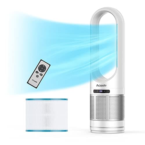 Ventilatore a colonna con ventola a torre senza pale con purificazione dell'aria, telecomando, 8 velocità, 8 ore, 8 ore, oscillazione a 80°, filtro HEPA, schermo a LED, ventola silenziosa per casa