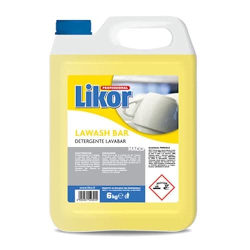 Detergente lavastoviglie pH 14 tanica 6 kg LAWASH MATIC LIKOR, detergente professionale per stoviglie di bar, hotel e tutto il circuito di ristorazione