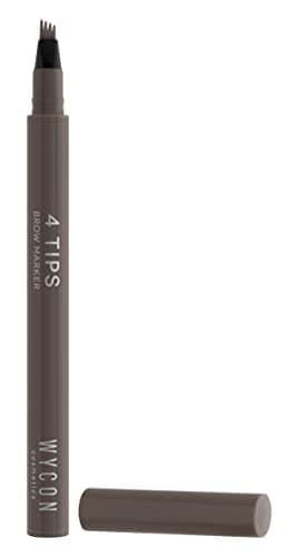 WYCON cosmetics 4 TIPS BROW MARKER - Pennarello Sopracciglia con applicatore a 4 punte in feltro, tratto sottile delicato naturale e resistente all’acqua (03 MEDIUM BROWN)