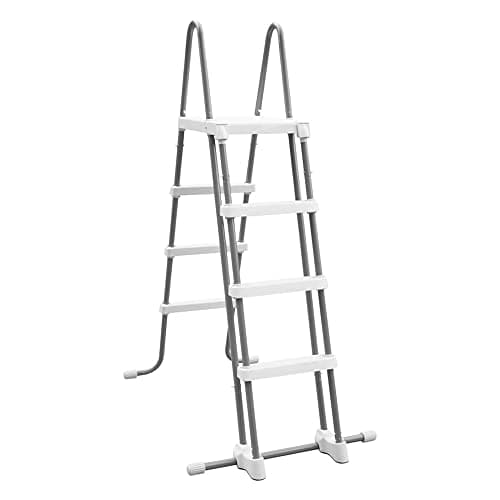 Intex 28076 - Scaletta Deluxe con gradini removibili per Piscina, Acciaio e Plastica, Grigio, 122 cm