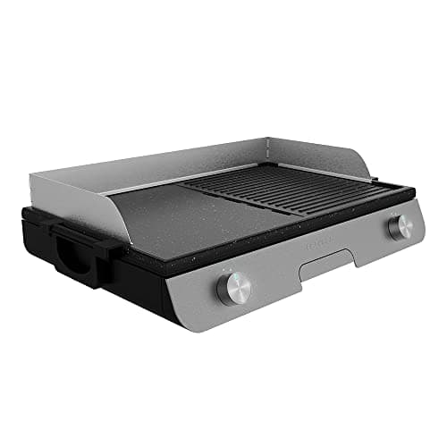Cecotec Barbecue Elettrico PerfectRoast 3000 Inox. 3000 W, Superficie di cottura mista, Rivestimento antiaderente, Resistenza integrata, piastra rimovibile, termostato regolabile, 03182