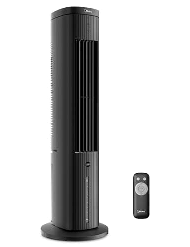 Midea 5L 3-in-1 Raffrescatore Portatile con Telecomando, Aria Raffreddata ad Acqua, 3 Velocità e 75° Oscillazione, 7H Timer, Design a Basso Rumore - Raffreddamento e Umidificazione Efficiente, Nero