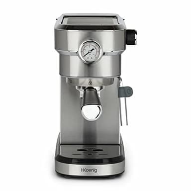 H.Koenig Macchina per espresso professionale, Pressione 20 Bar EXP820, Acciaio inox, Sistema Thermoblock, Serbatoio 1,1L, Pompa barometrica integrata, Scaldatazze, Schiumatore, 1350W