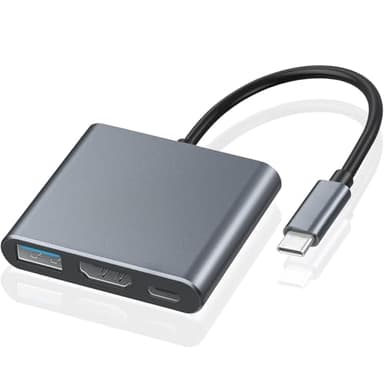 KUKUPOW Adattatore da USB C a HDMI, Adattatore USB C a HDMI 3 in 1 Multi-Porta, Supporta Risoluzioni Video Fino a 4K UHD, Adatto per Mouse Tastiera TV Chiavetta USB Computer Tablet PC ecc.