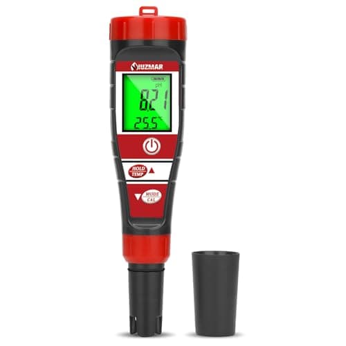 UIUZMAR Misuratore di pH e EC per Idroponica, Misuratore di Conducibilità e pH TDS per Acqua di Piscina, pHmetro Digitale Acquario, Misuratore Digitale 4 in 1 di pH PPM EC per Acqua Potabile
